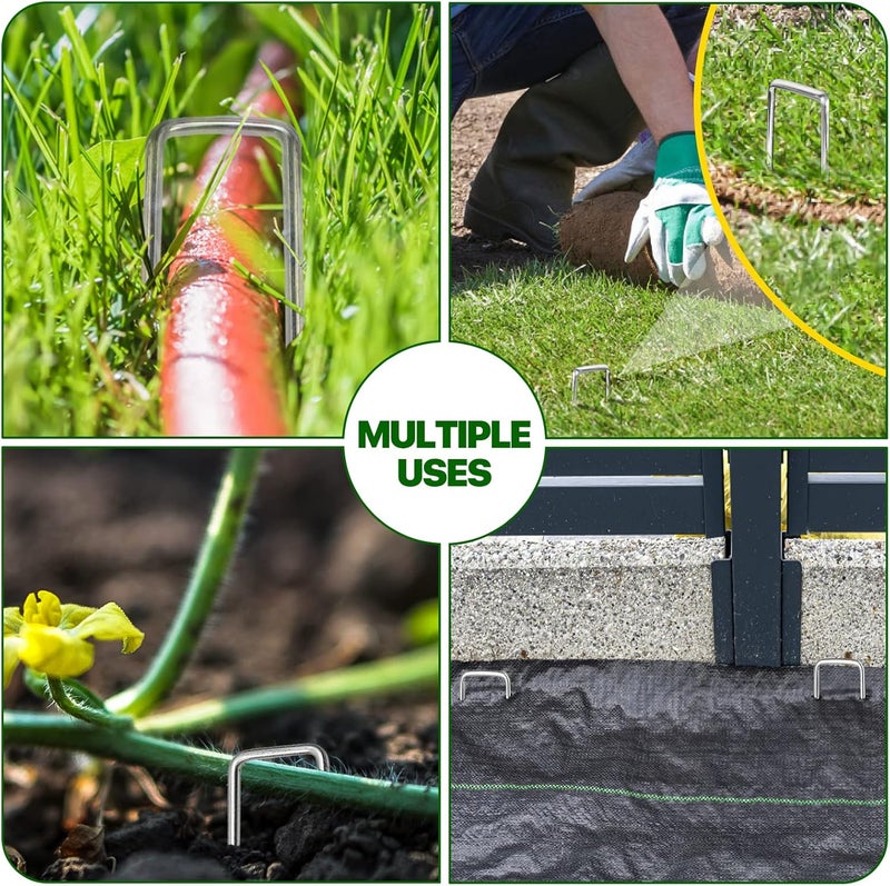 TiTifield 4 Inch 180 Pack Landscape Staples Galvanized Garden Stakes Anti-Rust Landscape Pins for Weed Barrier Fabric, Artificial Turf and Landscape Fabric - Image 5